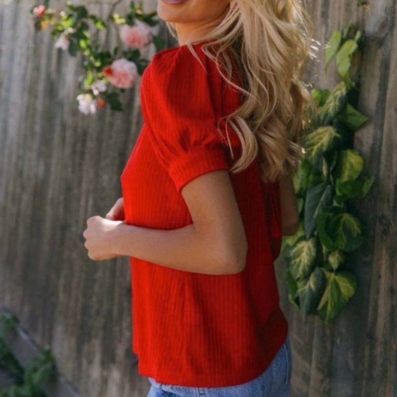 NWOT Ribbed Back Self-Tie Top S - Picture 4 of 10